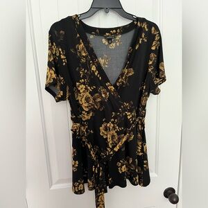 Torrid Black and Gold V-Neck Wrap Sundress